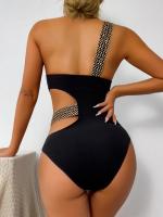 Traje de Baño de Hombro Único para Mujer 2025 Traje de Baño de Una Pieza con Diseño Hueco - details 4