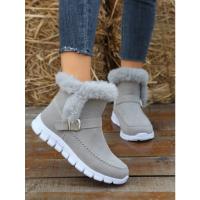 Botas de nieve cálidas de invierno para mujer, zapatos planos de algodón a la moda informales - details 1