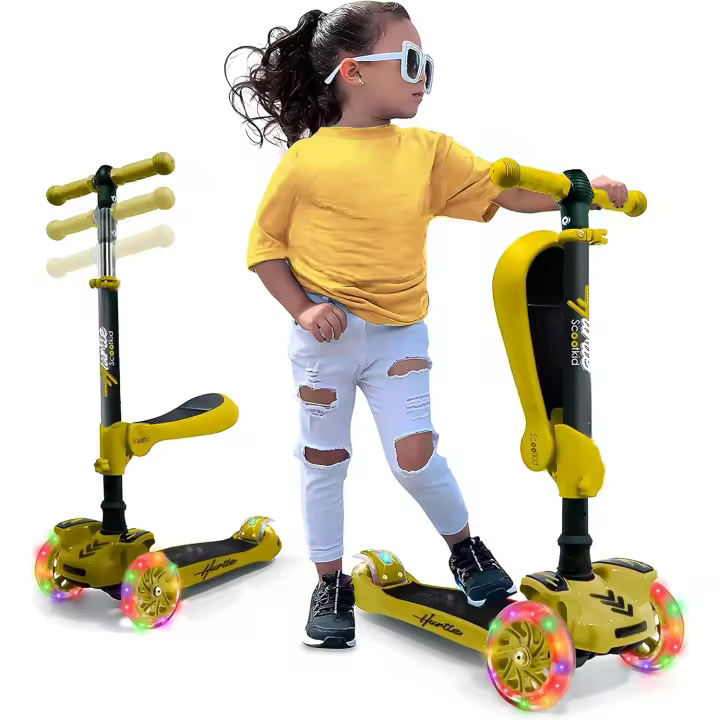 Scooter para niños, 2 años en adelante, Asiento abatible, Altura Ajustable, Monopatin 2 en 1, Luces Intermitentes - 1