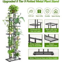 Estante de Almacenamiento para Plantas Metal Negro, Herramientas de Jardín y Guantes, 141 cm, Para Interior y Exterior, Escaleras para Plantas, para Balcón - details 1