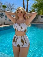 Conjunto de bikini con lazo teñido Traje de baño de cintura alta Traje de baño de Dacron - details 17