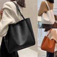 Bolso de hombro sencillo para mujer, bolsa de mano Retro de gran capacidad, de cuero Pu, Color sólido, 2025 - details 1