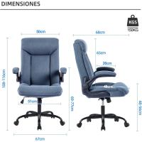 Silla giratoria de trabajo con reposabrazos plegables, altura ajustable, cómoda para la oficina o juegos en casa (azul marino) - details 2