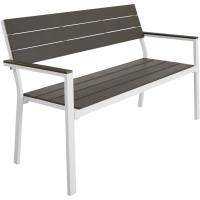 Estructura de aluminio resistente, banco de jardín, asiento de poliestireno con efecto madera, ideal para patio y - details 0