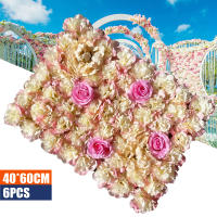 Panel de pared de flores de seda Artificial, decoración de fondo de fiesta de boda, Rosa Floral, aprox., 6 piezas Flor romántica para pared, 60x40cm/23,62x15,75 pulgadas - details 0