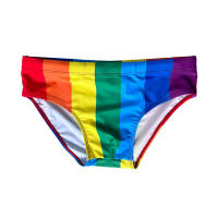 Jessborn calzoncillos de baño para hombre, traje de baño sexy con rayas gruesas de arcoíris, pantalones cortos de cintura baja para surfear en la playa, primavera caliente - details 5