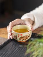 Ru Kiln Rice Yellow Master Kung Fu azul y blanco, té Personal para el hogar, taza de degustación de cerámica grande - details 11
