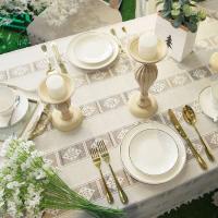 Mantel rectangular bordado ahuecado Ence beige francés, mantel para banquete de boda, 탁 - details 8
