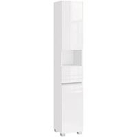 Armario de Pared para Baño, Armario Colgante, Armario de Almacenamiento con Estante Ajustable, Puertas de Doble Persiana y Estante Abierto, 20 x 60 x 70 cm, Blanco BBC27WT - details 7