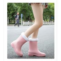 Botas de lluvia de media pantorrilla para mujer, zapatos de goma, Botas de lluvia acolchadas de algodón, zapatos antideslizantes impermeables para mantener el calor, invierno, nuevo - details 8