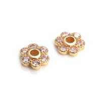 10 Uds. De latón y circonita de Color dorado de 18K, tapas de cuentas de flores, joyería, pendientes, suministros para hacer cuentas, accesorios Diy - details 21