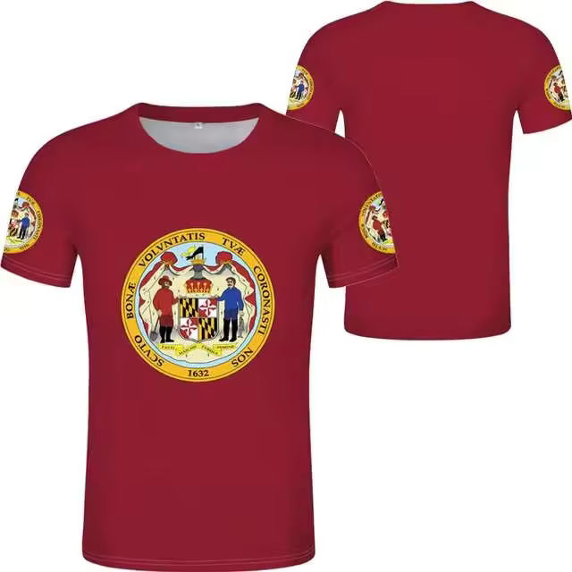 Camiseta de talla grande con bandera de Maryland, camisa informal transpirable de verano, ropa deportiva de playa para hombre - 1