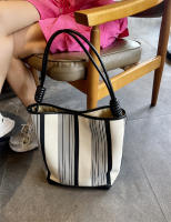 Bolso de Mujer de Lona a Rayas Bolso de Hombro Grande Capacidad Bolso Informal para las Axilas - details 11