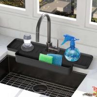 Guarda Salpicaduras de Grifo de Lavabo de Silicona Mejorado Porta Esponja para Fregadero de Cocina y Baño Organizador de Empaque de Viaje - details 3