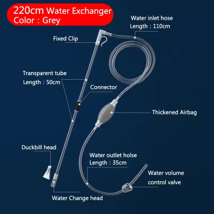 Cambiador de Agua para Acuario, Bomba de Aire, accesorios de limpiezas, Limpiador de Grava, Bomba de sifón al vacío con Boquilla de filteria, Nuevo - 1