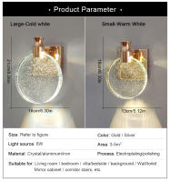 YNL Lámparas de Pared LED Modernas Estilo Nórdico Cristal Dorado Plata Ideal para Decoración de Hogar para Dormitorio Sala de Estar Comedor - details 2