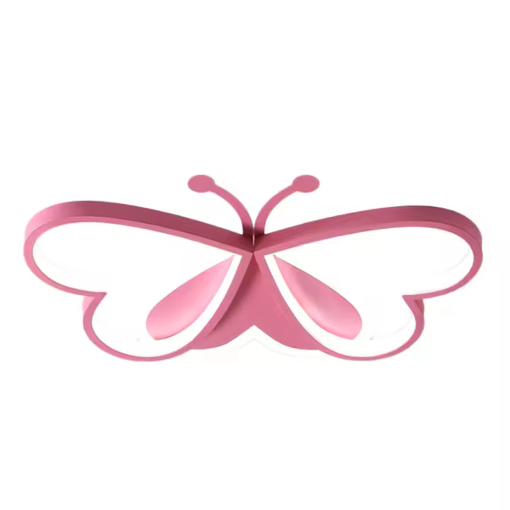 Lámpara de techo LED para niños, rosa claro para dormitorio candelabro de mariposa, 220V - 1