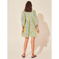 Vestido corto de vacaciones de playa de rayón informal suelto con lazo floral para mujer de moda de verano - details 160