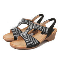 Sandalia 2025 Nuevas sandalias de moda con diamantes de agua Zapatos de mujer con tacón inclinado y parte inferior gruesa - details 1
