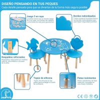 Mesa y Silla Infantil Divertidos Formas Marinas y Juego en Raya Madera de Pino Montaje Fácil - details 3
