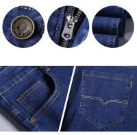 Nuevo clásico jeans stretch, hombres, negro y azul, casual slim jeans, moda, negocios, pierna recta, desgaste, pantalones - details 3