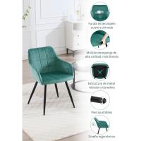 Comedor Nordica Estilo Vintage Juego de 1, Silla de Cocina Silla Tapizada con Reposabrazos Tapizadas en Terciopelo, Estructura de Metal, Turquesa BH93ts-1 - details 1