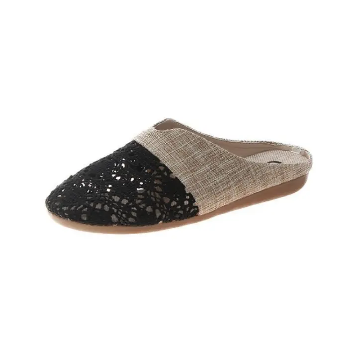 Verano nuevas zapatillas de mujer malla transpirable fondo plano pie arrastre de las mujeres de gran tamaño de comercio exterior zapatillas de mujer - 1