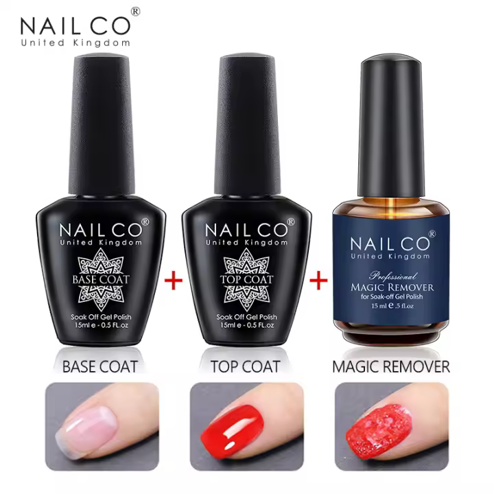 NAILCO-Juego de esmaltes en Gel para uñas, capa Base superior, removedor mágico UV, Esmalte de uñas LED, diseño artístico, 15ml - 1