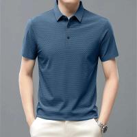 Polo de seda helada para hombre, camiseta de manga corta de malla transpirable de alta gama, ropa deportiva informal de color sólido de alta calidad - details 15