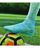 Zapatos de fútbol profesionales FG/TF para adultos, botas de fútbol de Punta larga antideslizantes, tacos altos de tobillo para niños pequeños, zapatillas de fútbol de hierba - details 17