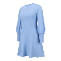 Vestidos de suéter de manga acampanada para mujer, vestido con forma de princesa, Azul S - details 8