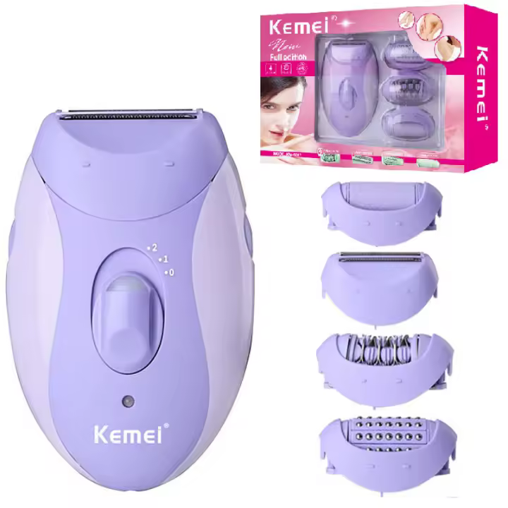 Kemei-depiladora Facial 4 en 1 para mujer, Afeitadora eléctrica para mujer, recortadora de piernas, Bikini, brazos, axilas, removedor de callos recargable, Original - 1
