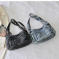 Bolso bandolera de mezclilla retro para mujer, bolso de lona vintage con cremallera de alta capacidad, ropa casual - details 14