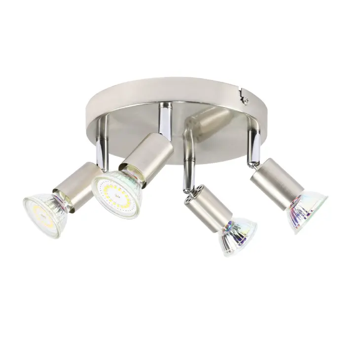 CBJKTX 4 focos de techo LED ajustables a 350 °   Lámpara moderna GU10 en metal níquel para dormitorio cocina pasillo - 1