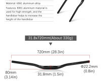 Manillar de Bicicleta de Montaña WAKE de Aleación de Aluminio Diámetro de 720mm o 780mm - details 3
