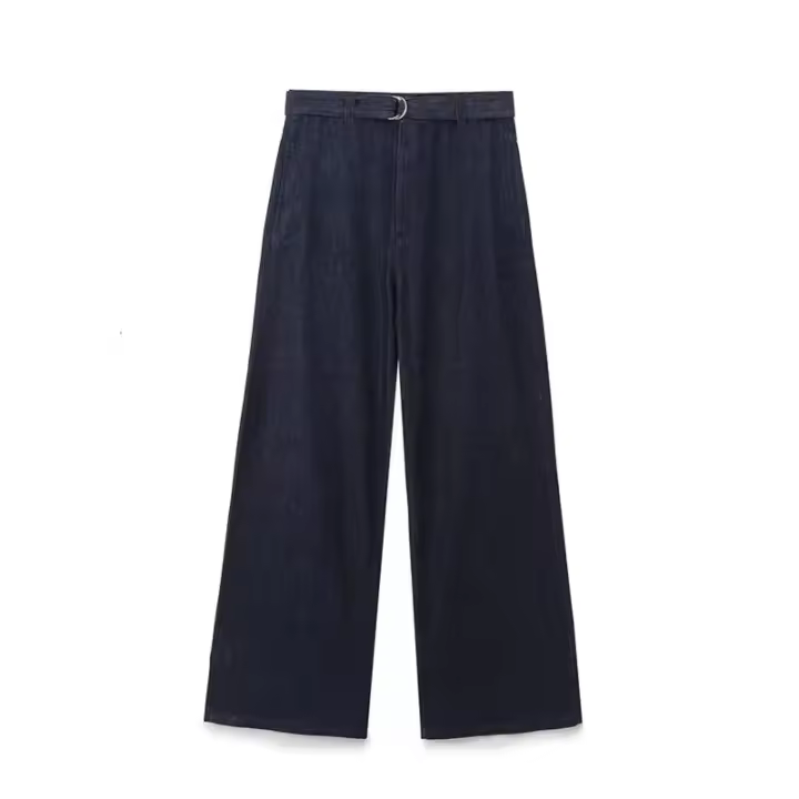 Conjunto de Pantalones Vaqueros para Mujer OUWU Moda de Traje Informal de Dos Piezas con Camisa de Lazo Vaquero - 1
