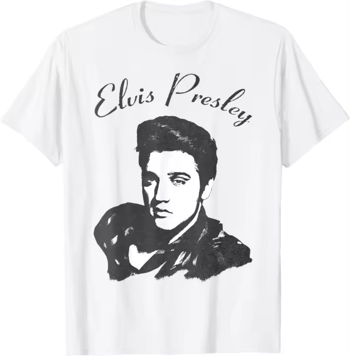 Camiseta de Moda para Hombres con Escritura de Elvis Presley Estilo Casual - 1