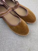 Zapatos de terciopelo para mujer, ropa de calle informal con puntadas a mano, bailarinas, zapatos de tacón de tela roja de Color sólido, mocasines - details 3