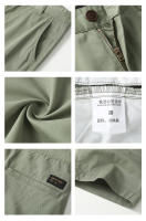 Pantalones cortos cargo de puro algodón, corte slim, pantalones gruesos de color liso. - details 8