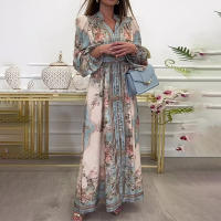 Vestido de primavera estilo palacio estampado de manga larga con cuello en V y temperamento para mujer 2025 con gran exhibición - details 7