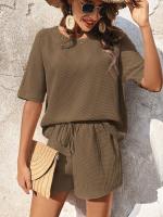 Conjunto de dos piezas de pantalones cortos para mujer, traje de manga corta - details 14