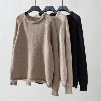 Jersey informal de cuello redondo para mujer, Jersey holgado de punto de manga larga, Tops de otoño e invierno, 2024 - details 7