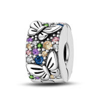 Encanto de Hebilla de Seguridad en Color Plata Esterlina S925 100% Real para Mujeres Joyería Fina de Cumpleaños Ajuste a Pulsera Original de 3mm Material Natalicio: Piedra ZIRCON - details 5