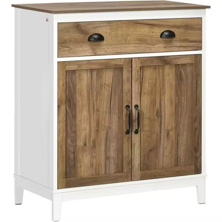 Estante de Almacenamiento Ajustable para Sala de Estar 2 Puertas, Cajón Incluido Marrón - 1