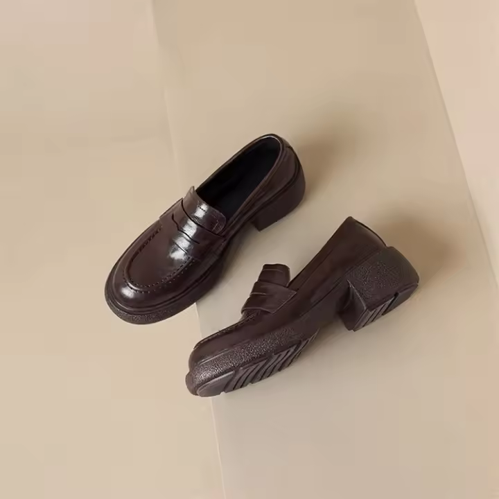 Mocasines de Plataforma de Estilo Británico Zapatos Perezosos para Mujer de Un Pedal - 1