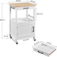 Cocina Carrito de Servicio con Ruedas Carro Auxiliar con Espacio de Almacenamiento Carro Cocina Comedor Hogar Negro - details 12