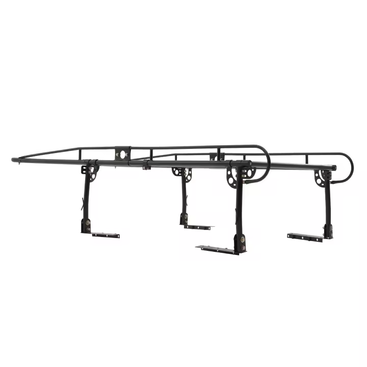SucceBuy Estante para escalera para camión, capacidad de 454 kg, ancho ajustable de 43,3-63", instalación resistente, sin perforación/perforación, ideal para kayaks, escaleras, tablas de surf, madera - 1