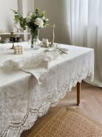 Mantel de algodón puro bordado floral Ense blanco francés, utilizado para decoración de bodas, mantel lujoso - details 5