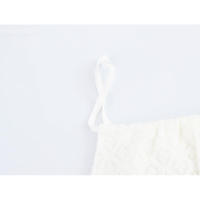OUWU- 2025 Vestido largo blanco con cordones y tirantes con lazo, textura hueca hacia afuera, para mujer, con abertura en el cuello, volantes y dobladillo, vestido ajustado tipo bata para vacaciones. - details 7
