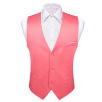 Chaleco de satén de seda sólida para hombre, chaqueta Formal sin mangas, color rojo liso, Tops informales para bodas y negocios, de diseñador, - details 28